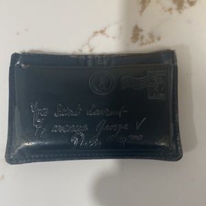 Black patent leather Yves Saint Laurent Y-Mail card holder